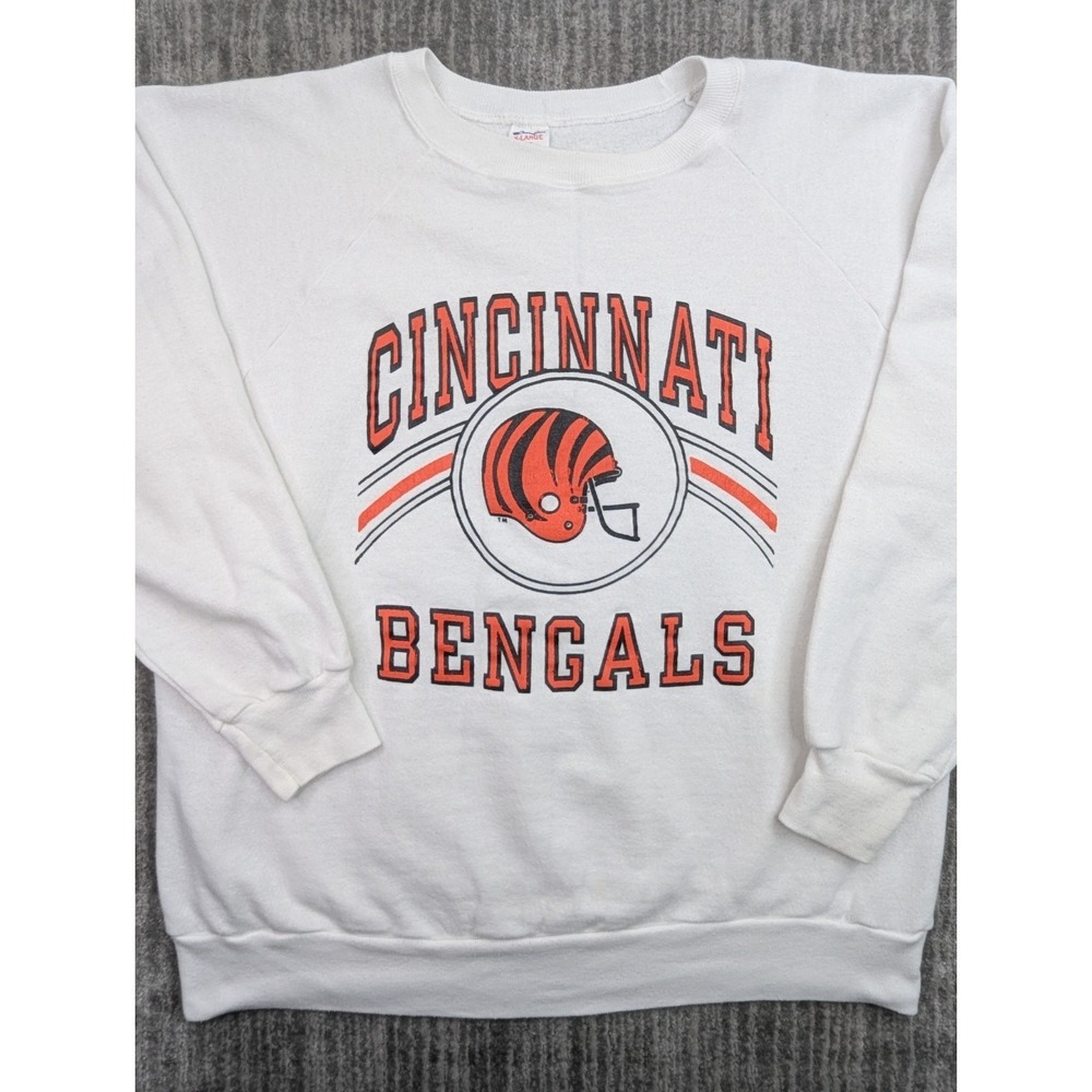 Vintage Champion Cincinnati Bengals Crewneck Sweatshirt Large White NFL USA Made